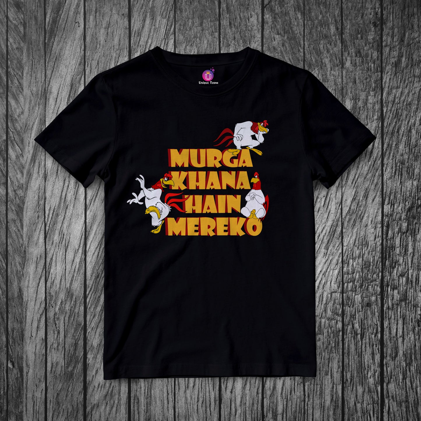 Murga Khana Hain Mereko Round Neck Half Sleeve Cotton T-shirt