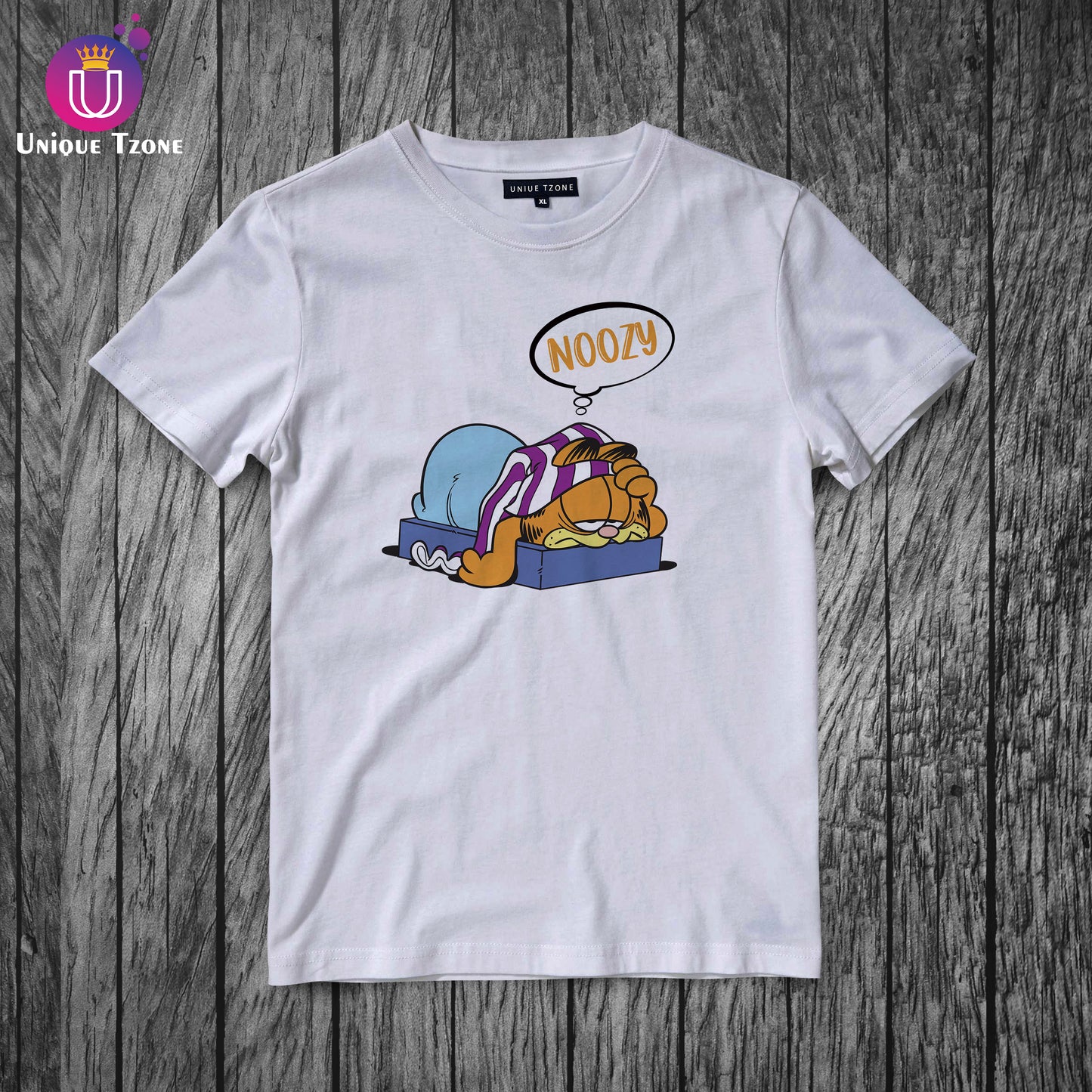 Noozy Round Neck Half Sleeve Pure Cotton White T-shirt