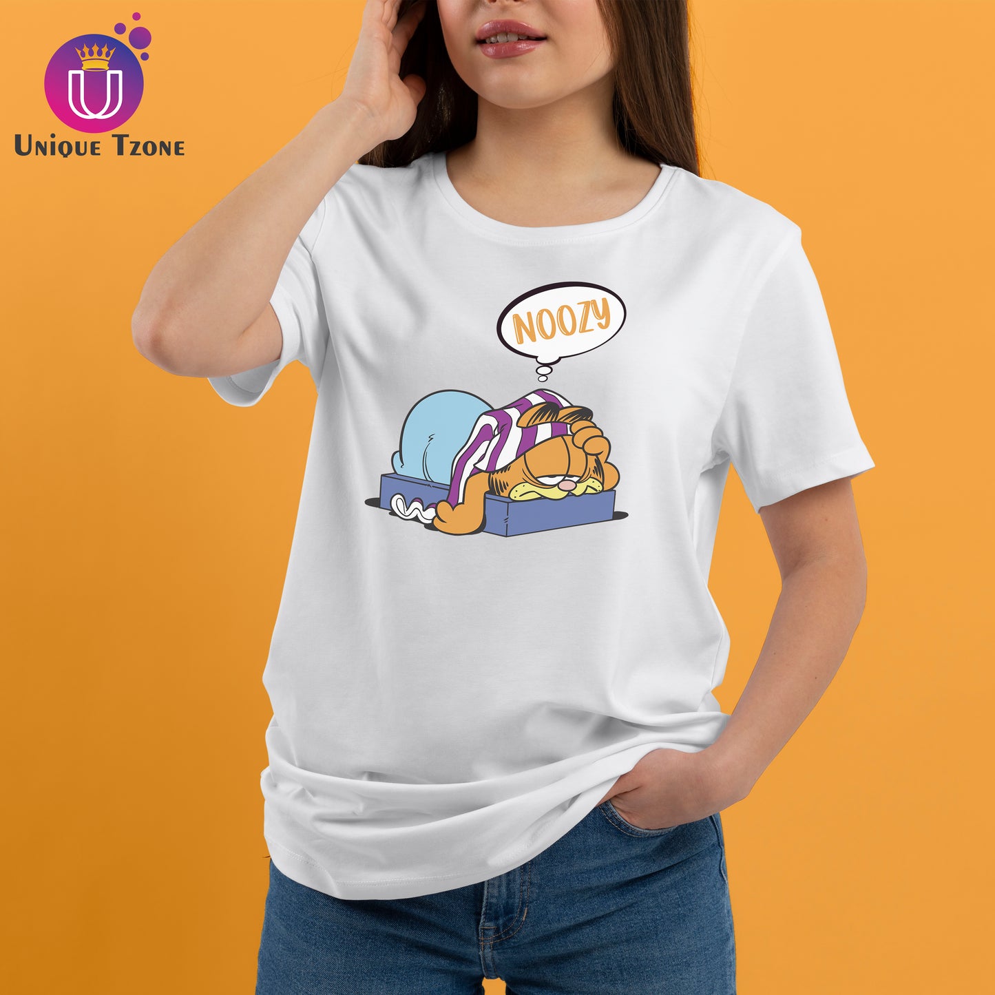 Noozy Round Neck Half Sleeve Pure Cotton White T-shirt