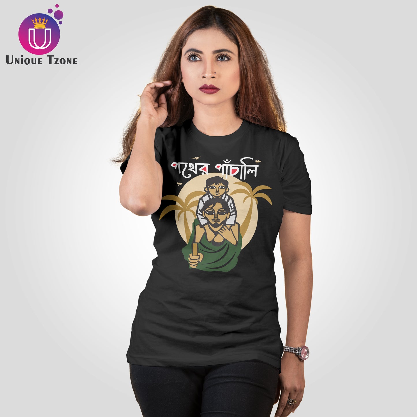 Pother Pachali Half Sleeve Pure Cotton Unisex Bong Tshirt