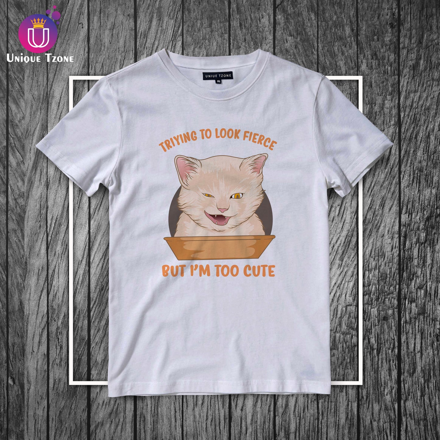 Trying To Look Round Neck Half Sleeve Cotton T-shirt