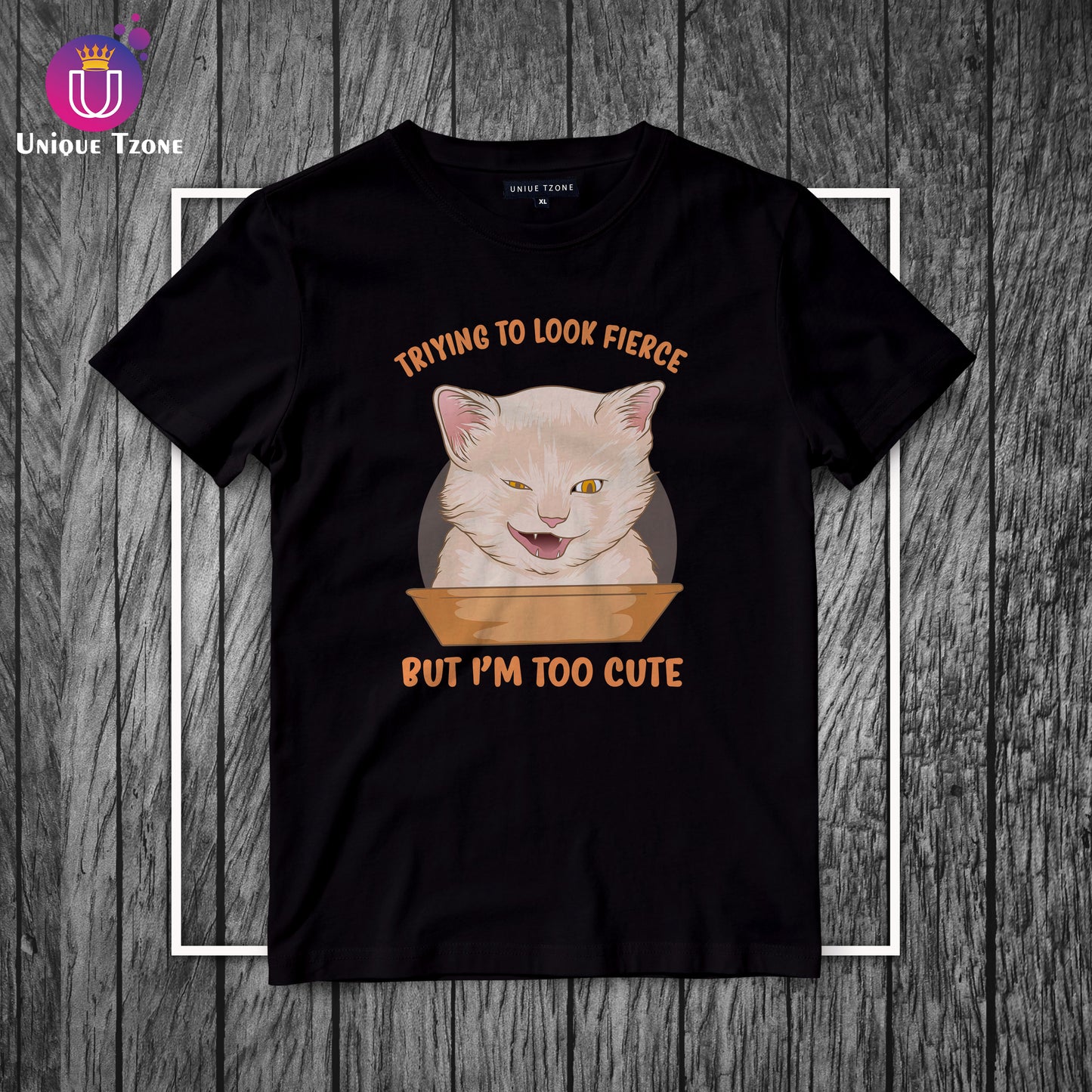 Trying To Look Round Neck Half Sleeve Cotton T-shirt