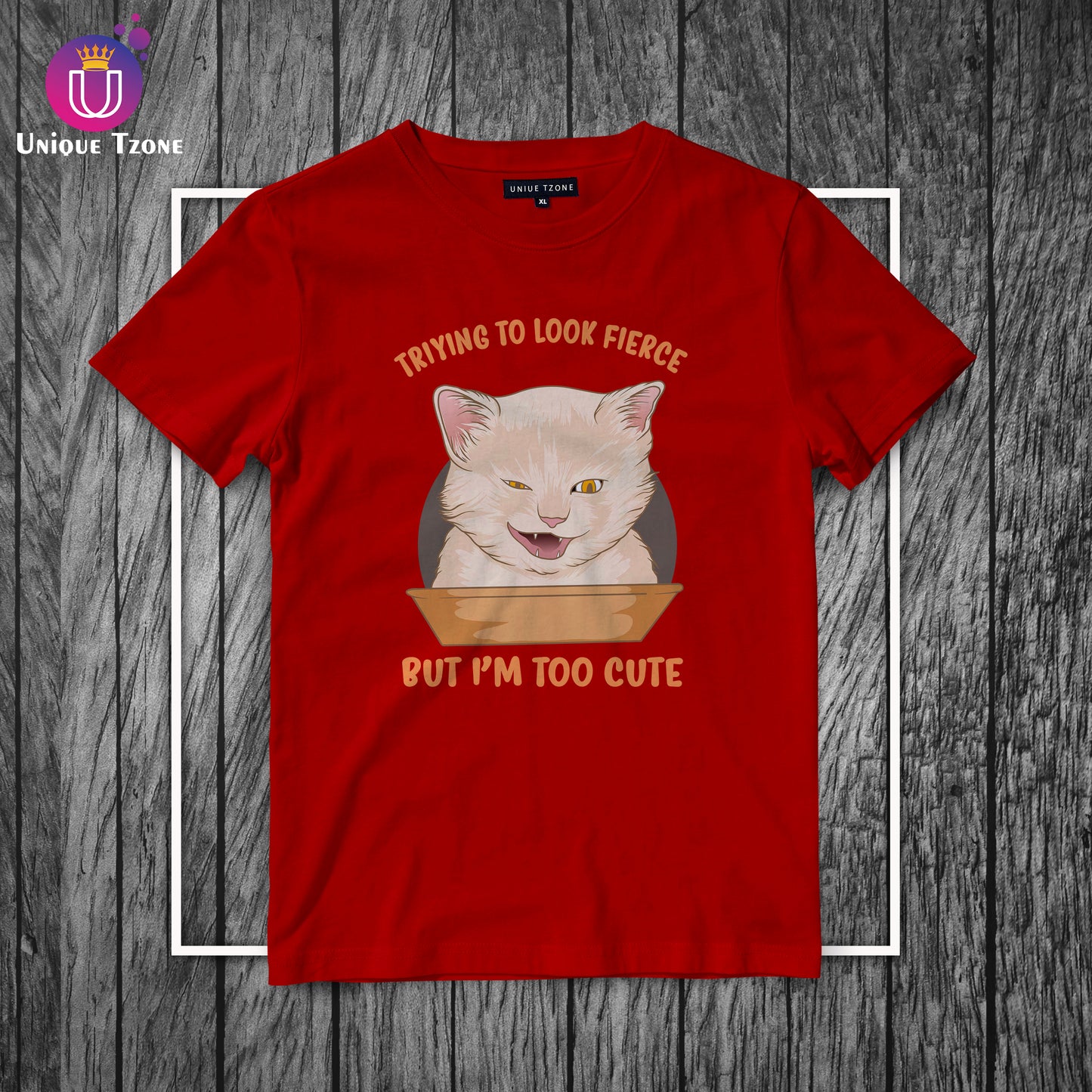 Trying To Look Round Neck Half Sleeve Cotton T-shirt