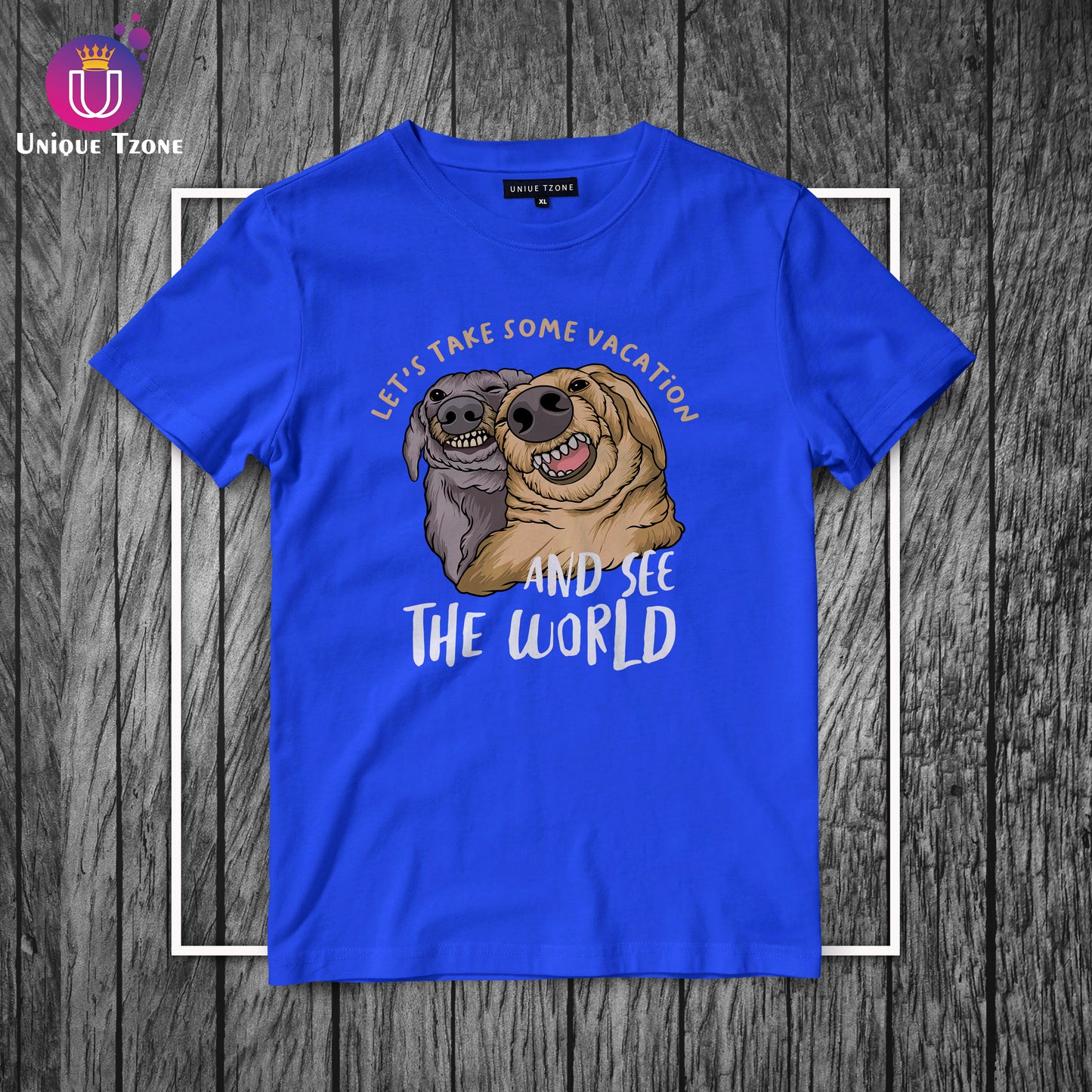 Let's Take Some Vacation Round Neck Half Sleeve Cotton T-shirt
