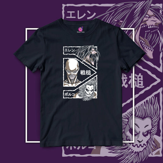 Titans Form Attack On Titan Half Sleeve Unisex Round Neck Anime Tshirt