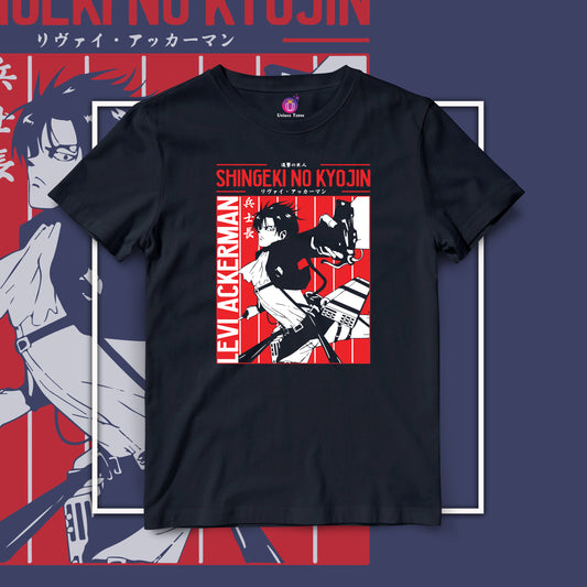 Levi Anime Graphics Attack On Titan Half Sleeve Unisex Round Neck Cotton Tshirt