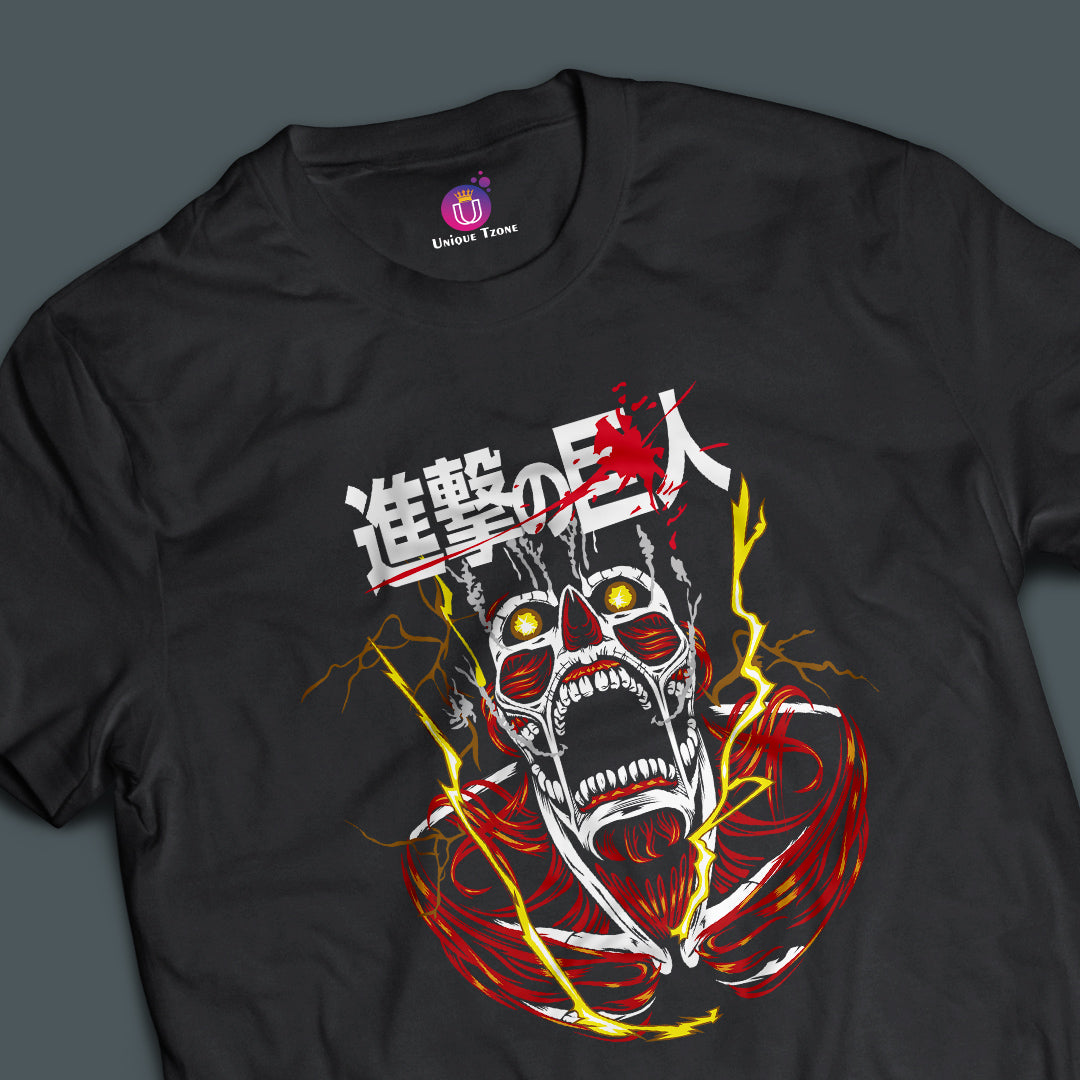 Titans Power Attack Of The Titan Half Sleeve Unisex Round Neck Anime Tshirt