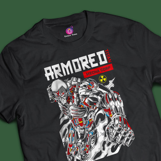 Armored Mecha Corp Attack Of The Titan Half Sleeve Unisex Anime Tshirt