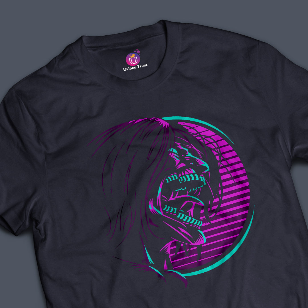 Attack On Titan Neon Color Combined Anime Graphics Half Sleeve Unisex Anime Tshirt