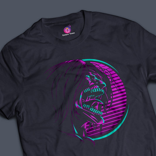 Attack On Titan Neon Color Combined Anime Graphics Half Sleeve Unisex Anime Tshirt