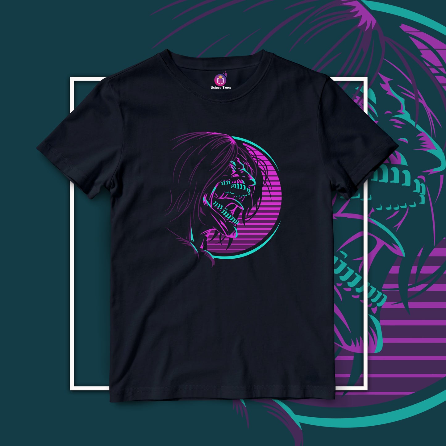 Attack On Titan Neon Color Combined Anime Graphics Half Sleeve Unisex Anime Tshirt