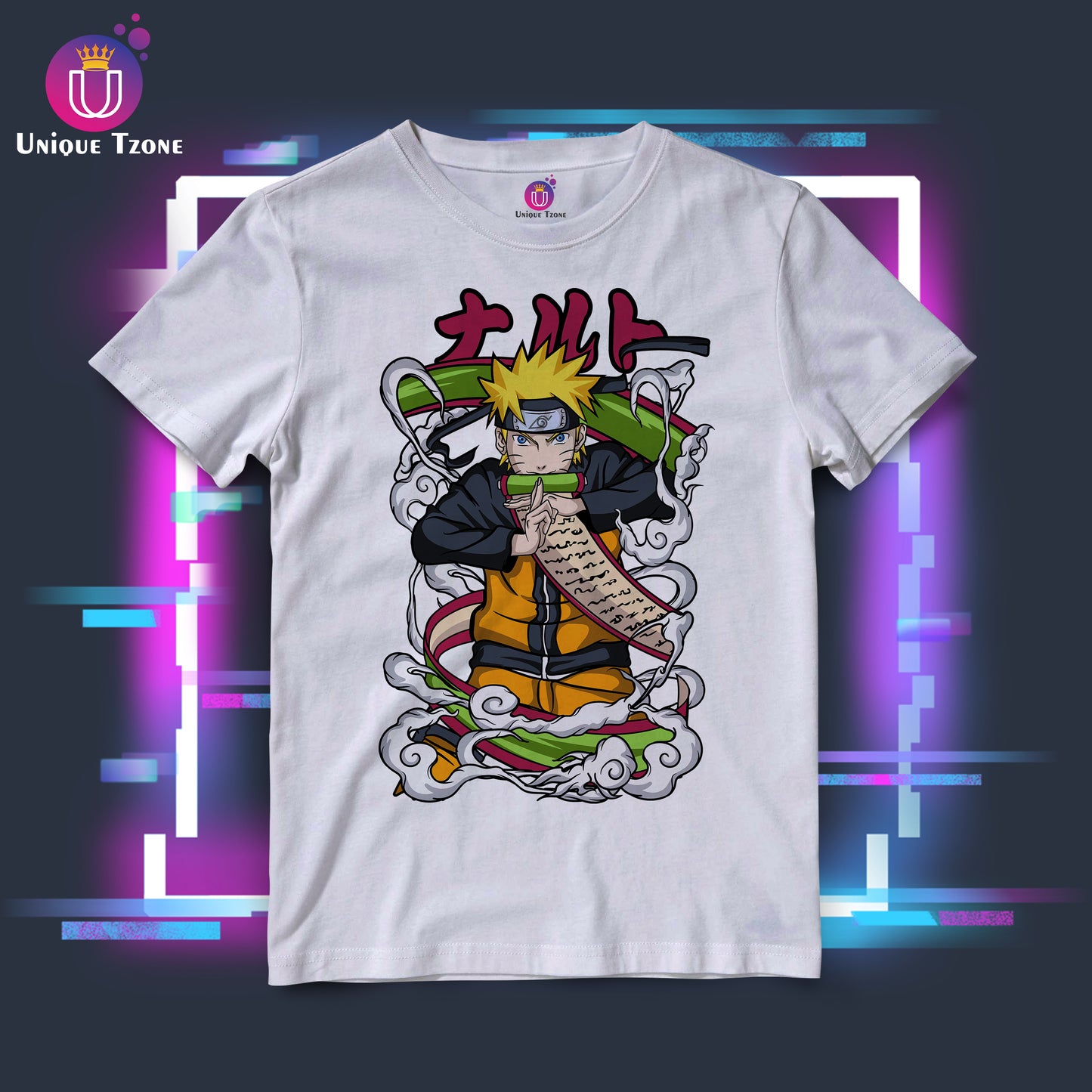 Anime Naruto Graphics Round Neck Half Sleeve Unisex Cotton Tshirt