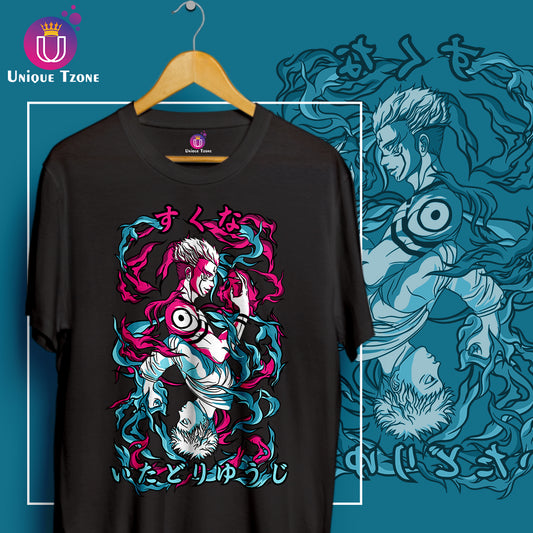 Anime Great Fusion Warrior Round Neck Half Sleeve Unisex  Cotton Tshirt