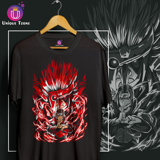Itachi Uchiha Anime Graphics Half Sleeve Round Neck Cotton Tshirt