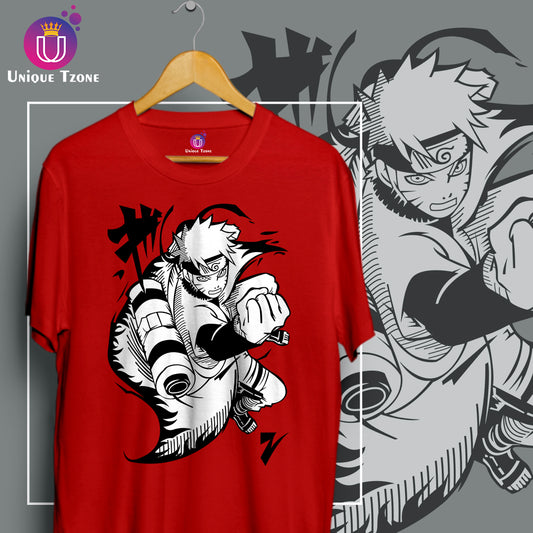 Naruto Anime Graphics Unisex Half Sleeve Round Neck Cotton Tshirt