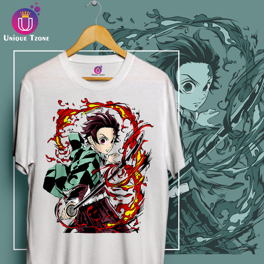 Demon Slayer Anime Round Neck Half Sleeve Unisex Cotton Tshirt