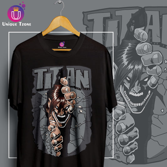 Titan Anime Graphics Round Neck Half Sleeve Unisex Cotton Tshirt