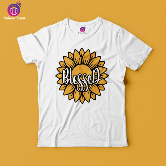 Blessed Round Neck Half Sleeve Women Cotton Tshirt