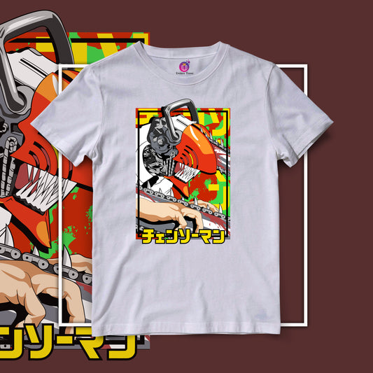 Chainsaw Man Cut Round Neck Half Sleeve Unisex Anime Tshirt
