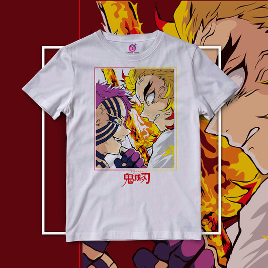 Rengoku vs Akaza Demon Slayer Half Sleeve Unisex Anime Tshirt