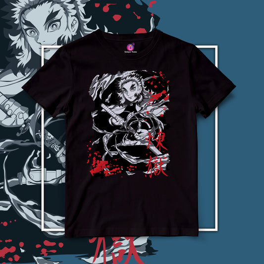 Rengoku Power Demon Slayer Half Sleeve Unisex Round Neck Anime Tshirt