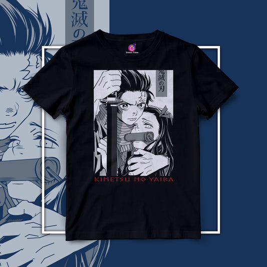 Kamado Siblings Demon Slayer Half Sleeve Round Neck Unisex Pure Cotton Tshirt