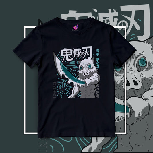 Inosuke Hashibira Anime Graphics Demon Slayer Round Neck Half Sleeve Unisex Cotton Tshirt