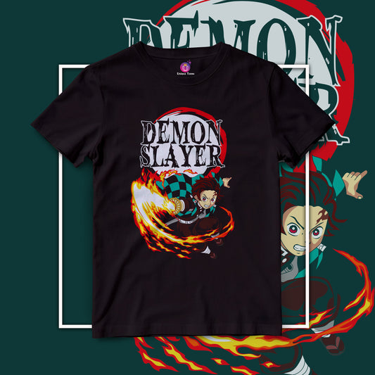 Kimetsu no Yaiba Demon Slayer Half Sleeve Round Neck Anime Graphics Unisex Cotton Tshirt
