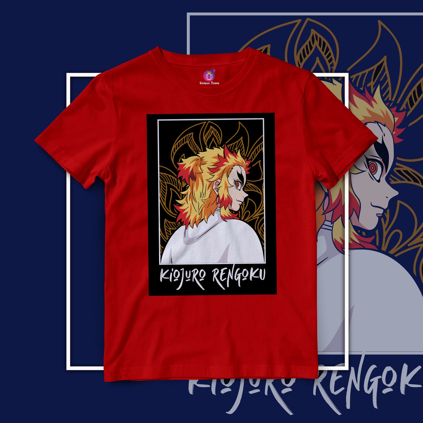 Kyojuro Rengoku Demon Slayer Half Sleeve Unisex Anime Tshirt