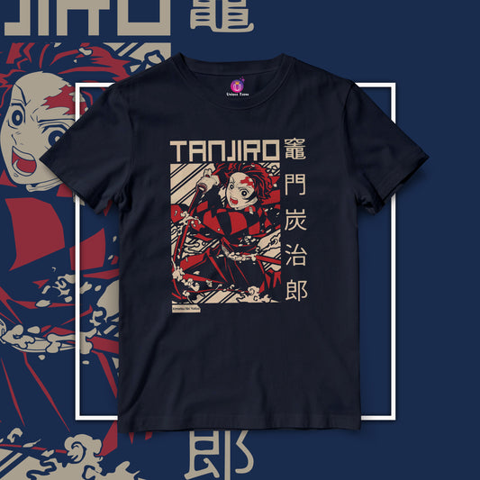 Kamado Tanjiro Anime Graphics Demon Slayer Half Sleeve Round Neck Unisex Cotton Tshirt