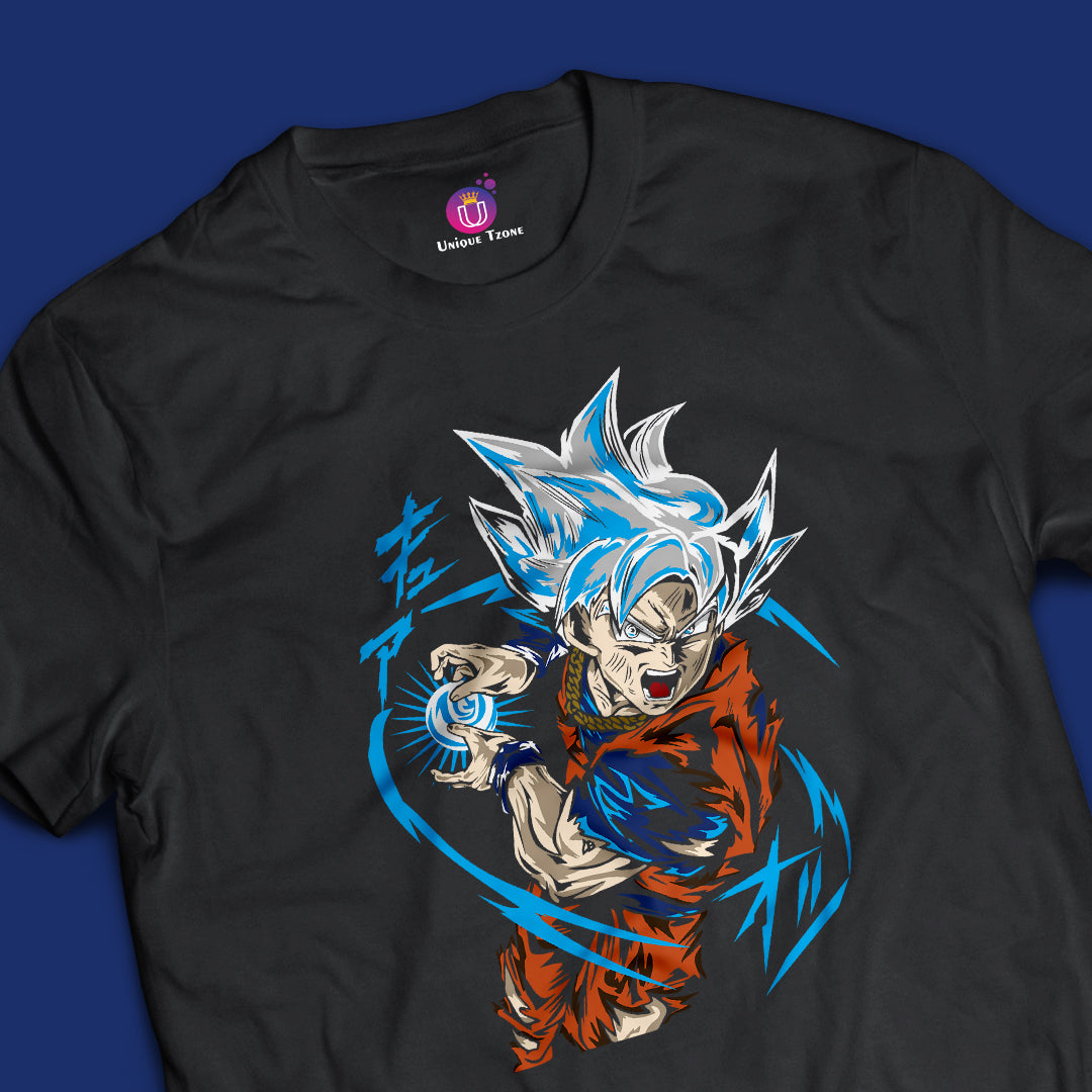 Goku Throwing Thuder Lighting Ball Dragon Ball Z Half Sleeve Round Neck Unisex Anime Tshirt