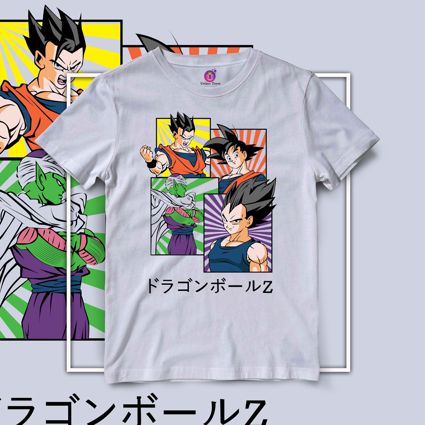 Anime Dragon Ball Z Half Sleeve Unisex Round Neck White Cotton Tshirt