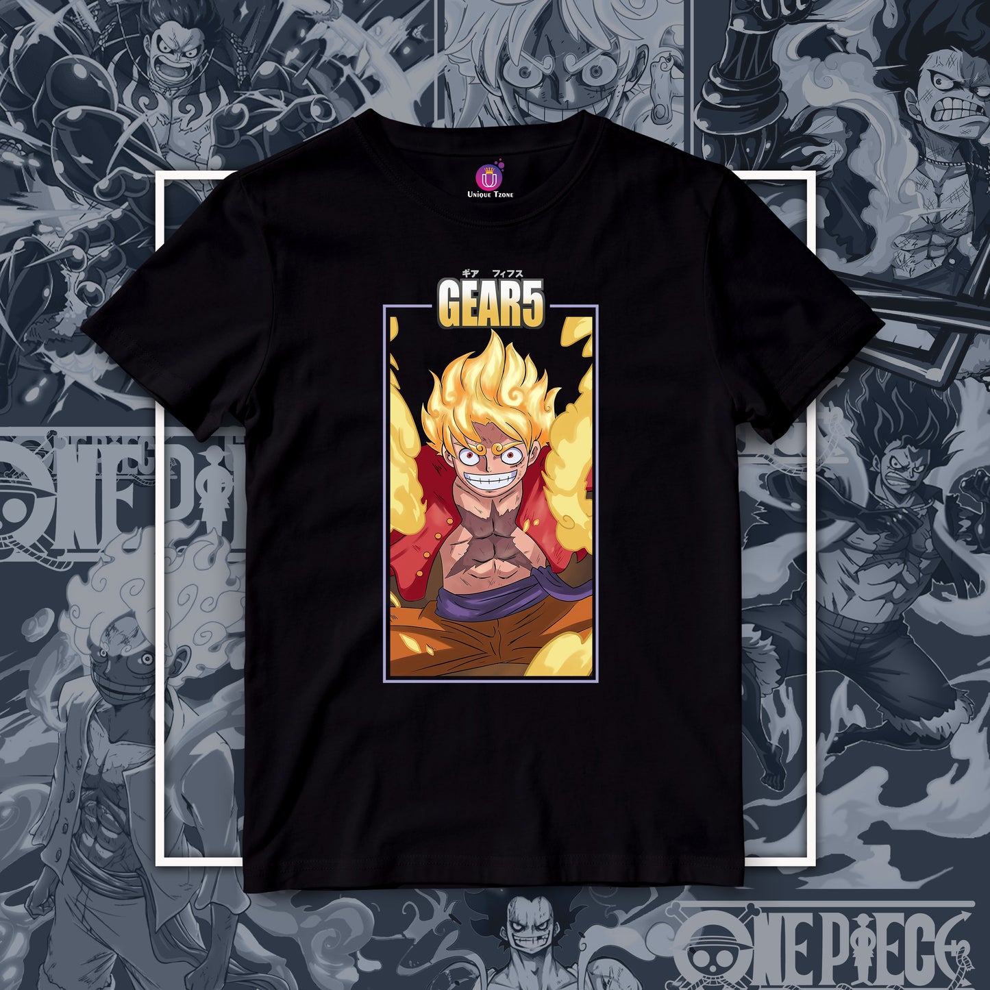 Monkey D Luffy Gear 5 One Piece Half Sleeve Unisex Anime Tshirt