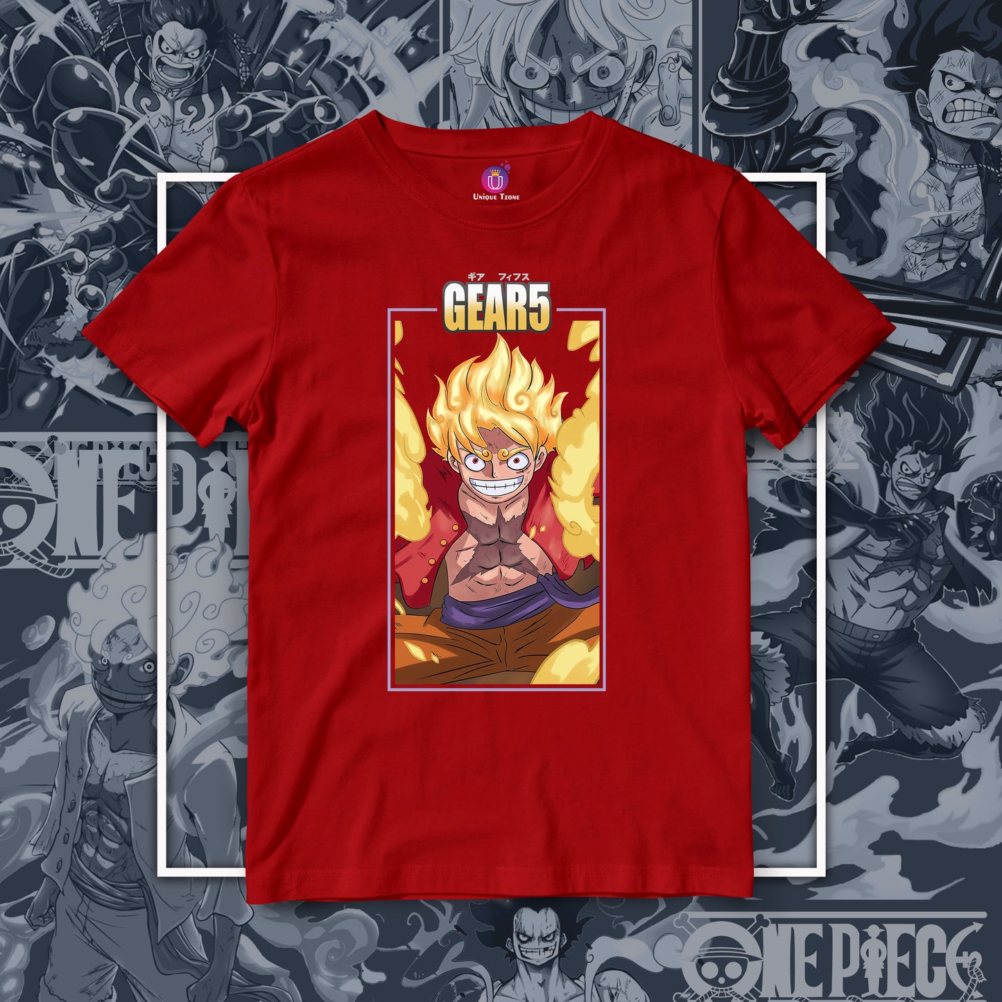 Monkey D Luffy Gear 5 One Piece Half Sleeve Unisex Anime Tshirt