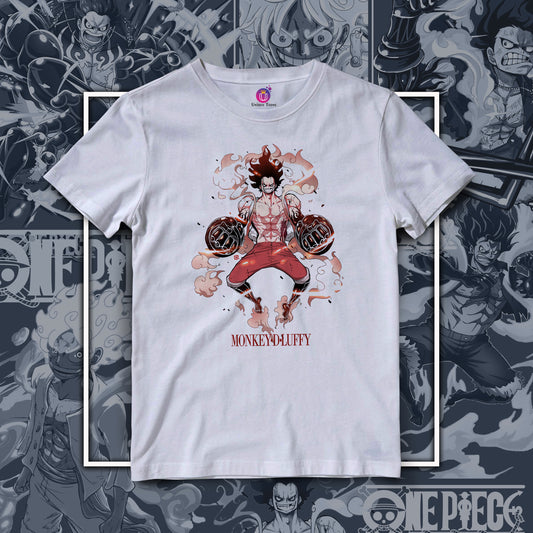 Luffy With Action Unisex Round Neck Half Sleeve Round Neck Cotton Tshirt
