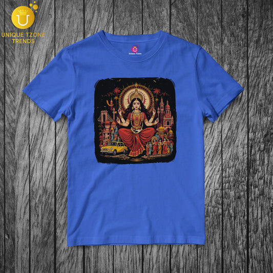 Gen Z Durga Pujo Round Neck Half Sleeve Unisex Pure Cotton Tshirt