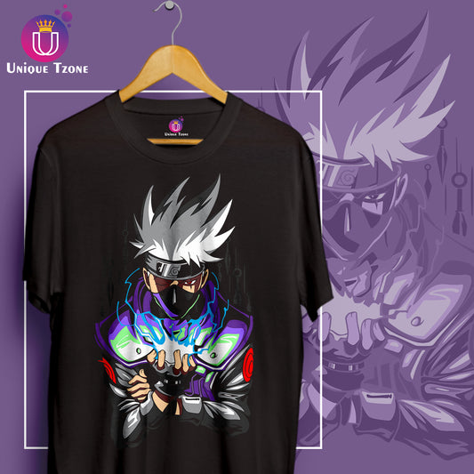 Kakashi Hatake Anime Graphics Round Neck Half Sleeve Unisex Cotton Tshirt