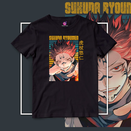 Sukuna Ryomen Anime Graphics Half Sleeve Round Neck Unisex Cotton Tshirt