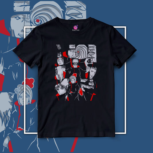 Akatsuki Group Naruto Graphics Half Sleeve Round Neck Unisex Anime Tshirt