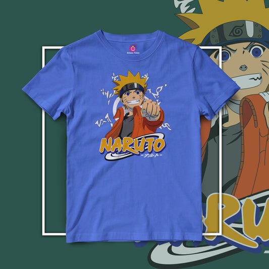 Uzumaki Naruto Anime Graphics Round Neck Half Sleeve Unisex Cotton Tshirt
