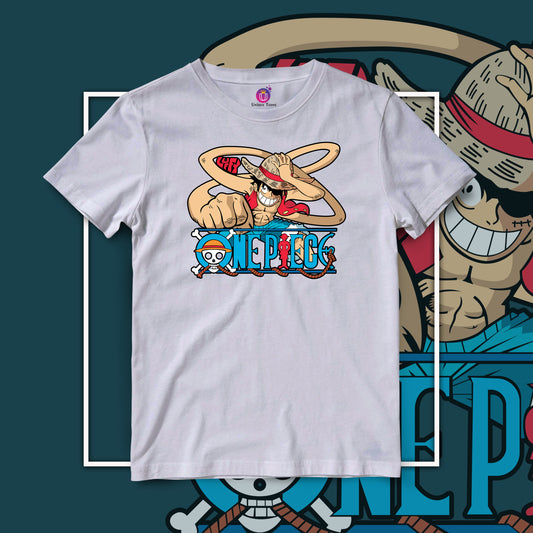 Gum Gum Punch One Piece Half Sleeve Round Neck Unisex Anime Tshirt