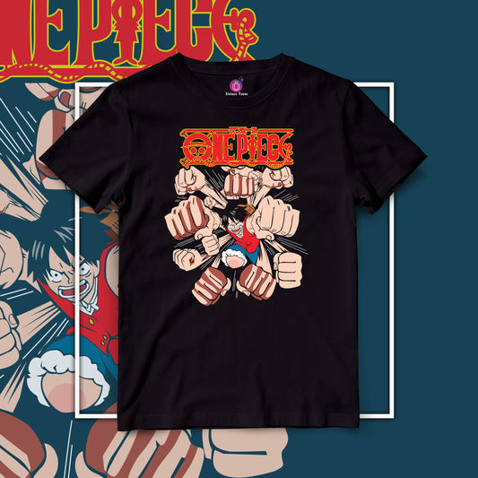 Luffy's Gum Gum Punch Half Sleeve Round Neck Unisex Anime Tshirt