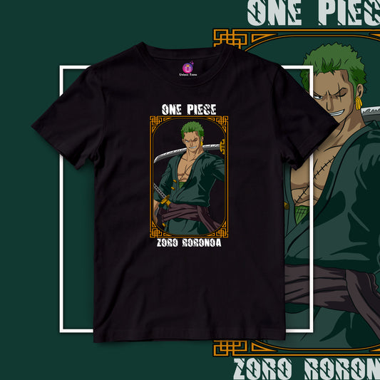 Pirate Hunter Roronoa Zoro One Piece Round Neck Half Sleeve Unisex Anime Tshirt