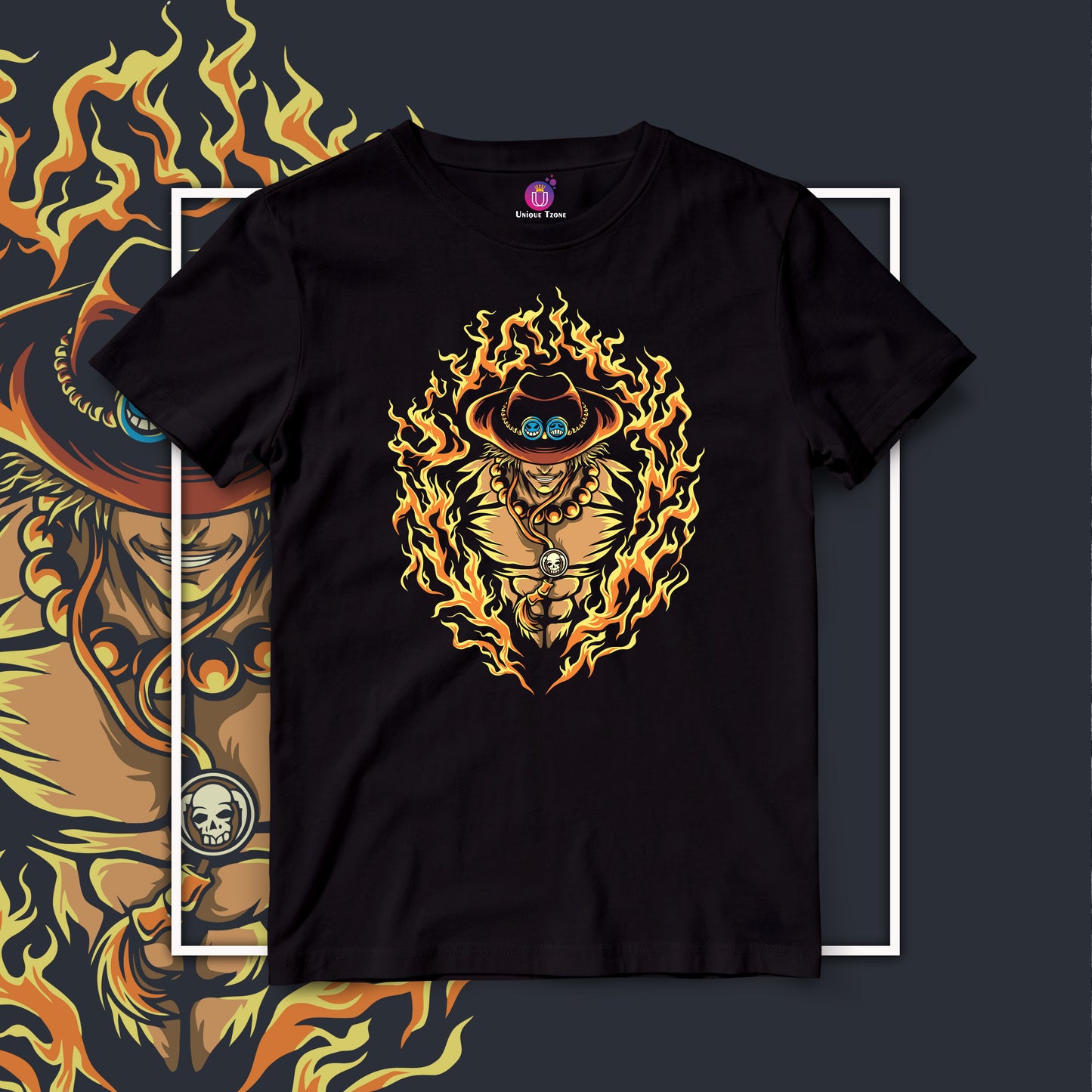 Shanks  One Piece Half Sleeve Round Neck Anime Graphics Unisex Cotton Tshirt