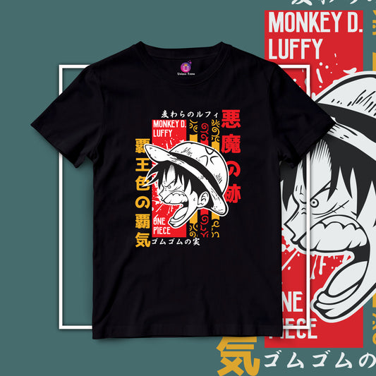 Funny Monkey D Luffy One Piece Anime Graphics Half Sleeve Unisex Round Neck Cotton Tshirt