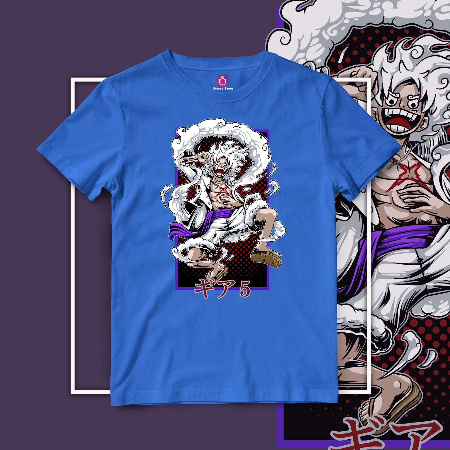 5th Gear One Piece Half Sleeve Round Neck Unisex Anime Graphics Cotton Tshirt