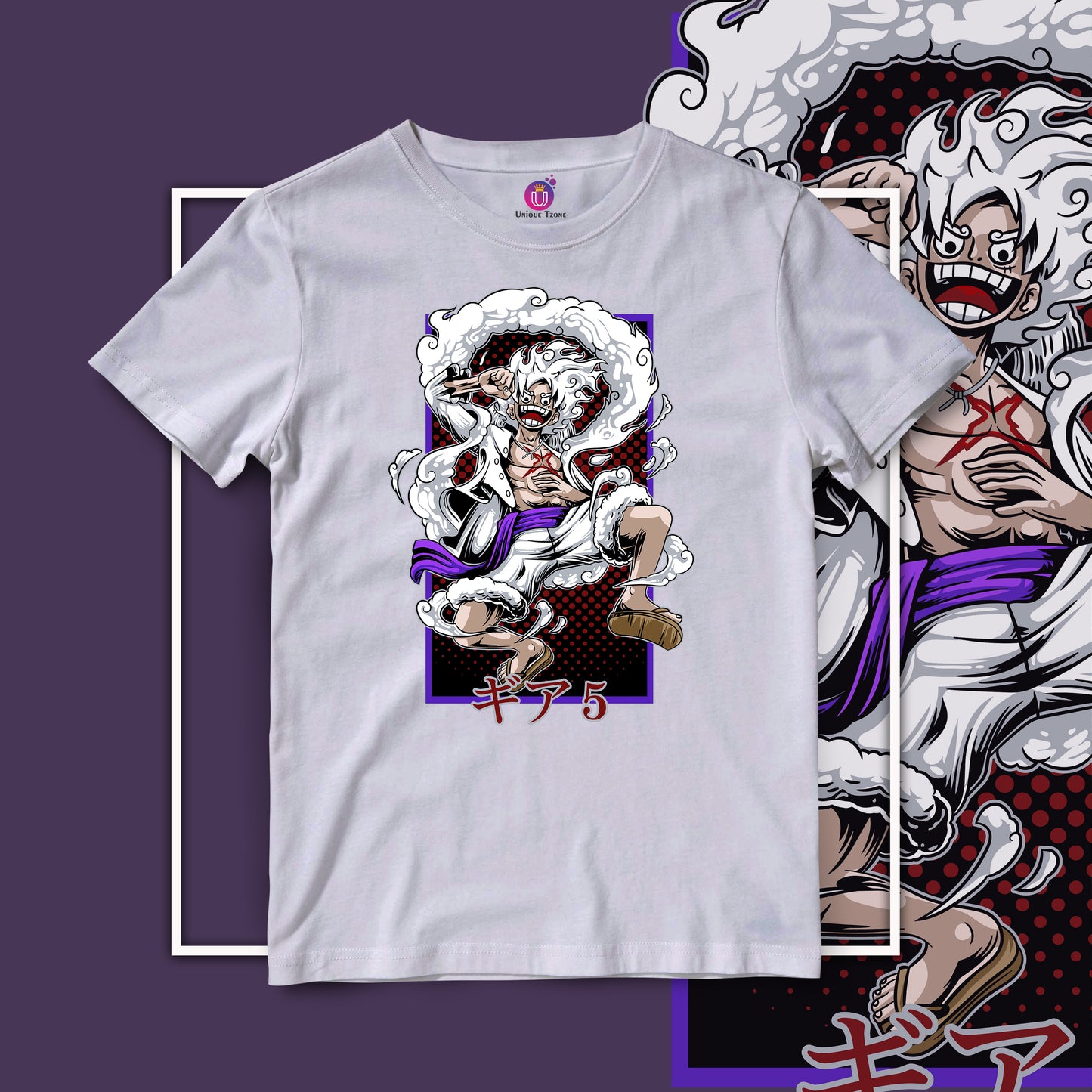 5th Gear One Piece Half Sleeve Round Neck Unisex Anime Graphics Cotton Tshirt