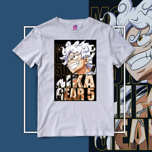 Luffy Gear 5 Anime Graphics Half Sleeve Unisex Cotton Tshirt