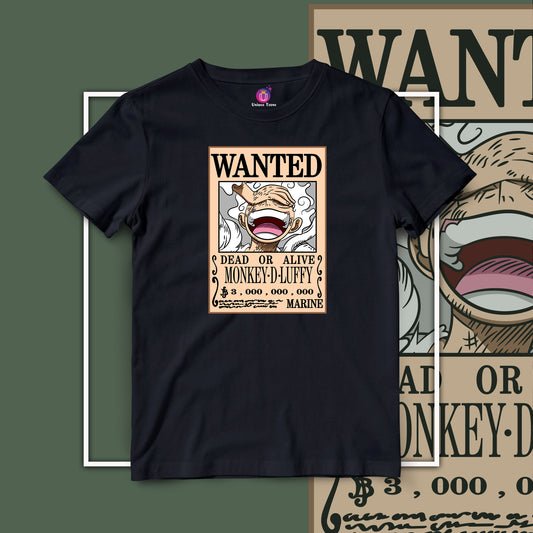 Wanted Luffy One Piece Half Sleeve Unisex Anime Tshirt