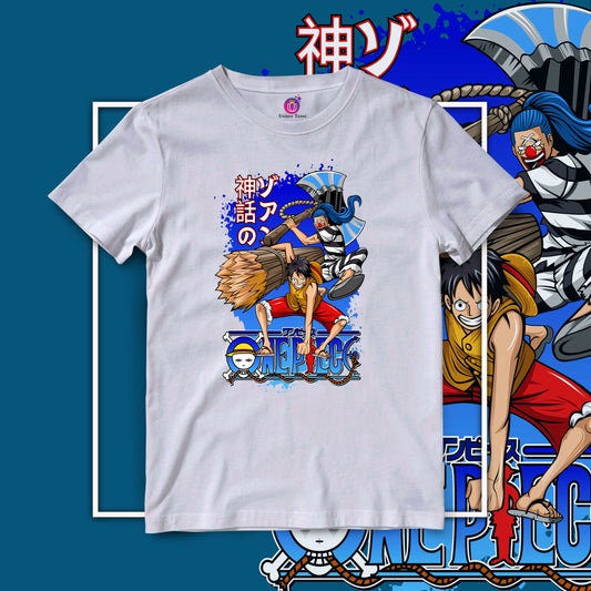 Joker Vs Luffy One Piece Anime Graphics Half Sleeve Round Neck Unisex Cotton Tshirt